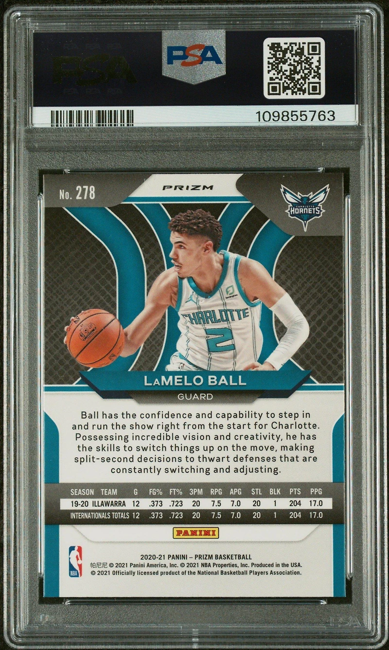 2020 Panini Prizm 278 Lamelo Ball Silver Prizm PSA