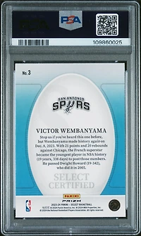 2023 Panini Select Select Certified 3 Victor Wembanyama Prizm PSA