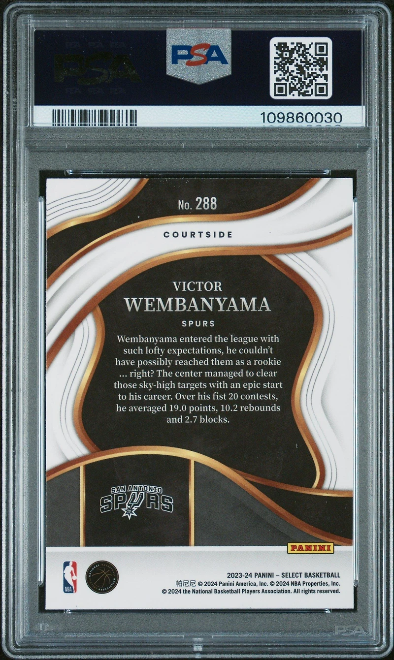 2023 Panini Select Victor Wembanyama PSA 10