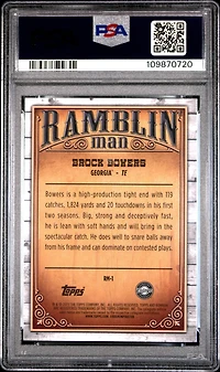 2023 Bowman University Chrome Ramblin' Man Rm1 Brock Bowers PSA 10