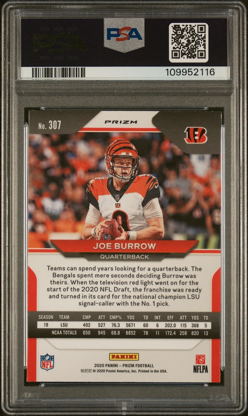 Panini Prizm Joe Burrow Red/white/blue Prizm PSA