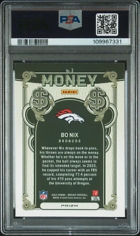 2024 Panini Mosaic Money 3 Bo Nix PSA 10