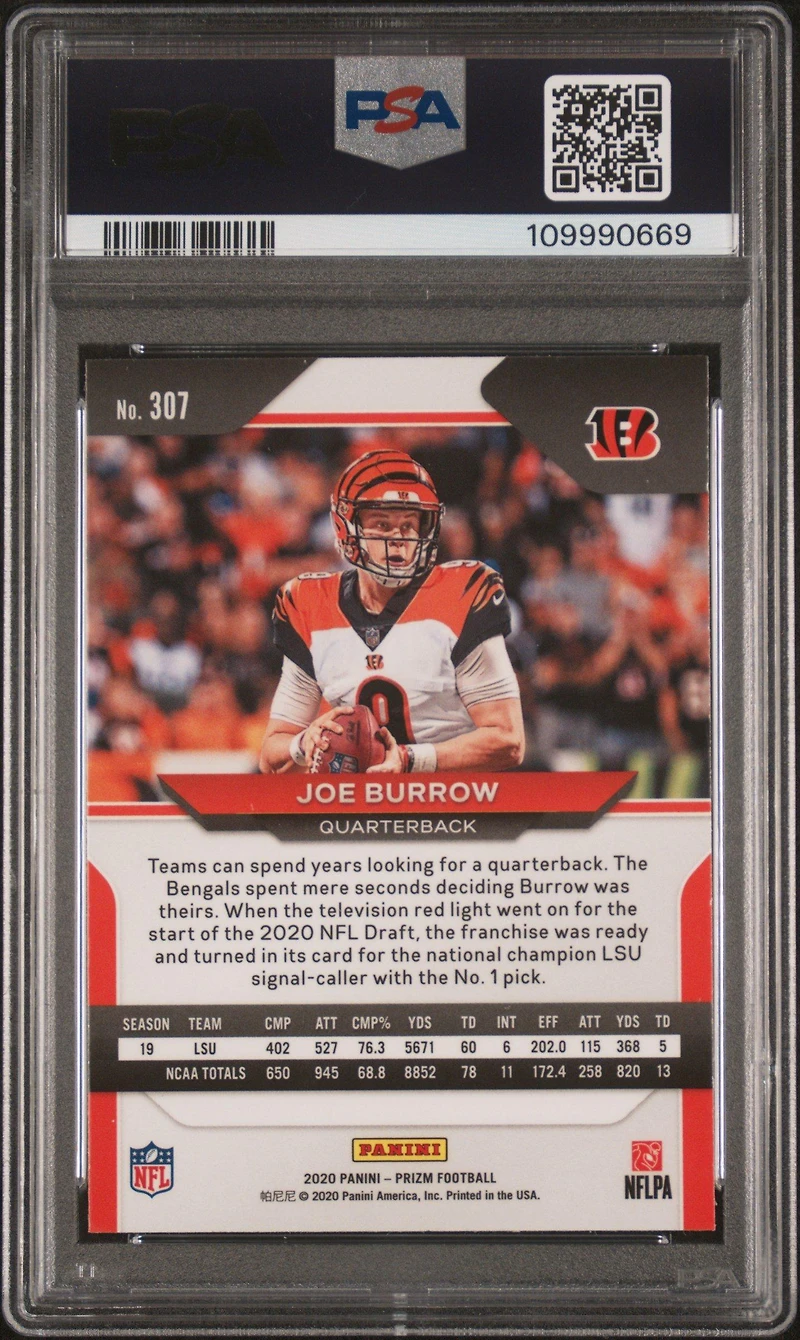 2020 Panini Prizm 307 Joe Burrow PSA