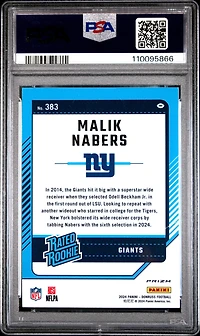2024 Panini Donruss 383 Malik Nabers Optic Preview-red Wave PSA 10