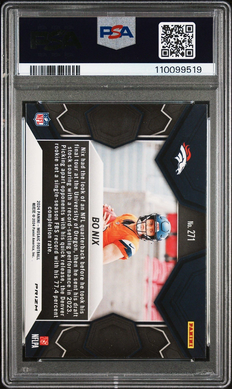 2024 Panini Mosaic 271 Bo Nix Reactive Yellow PSA