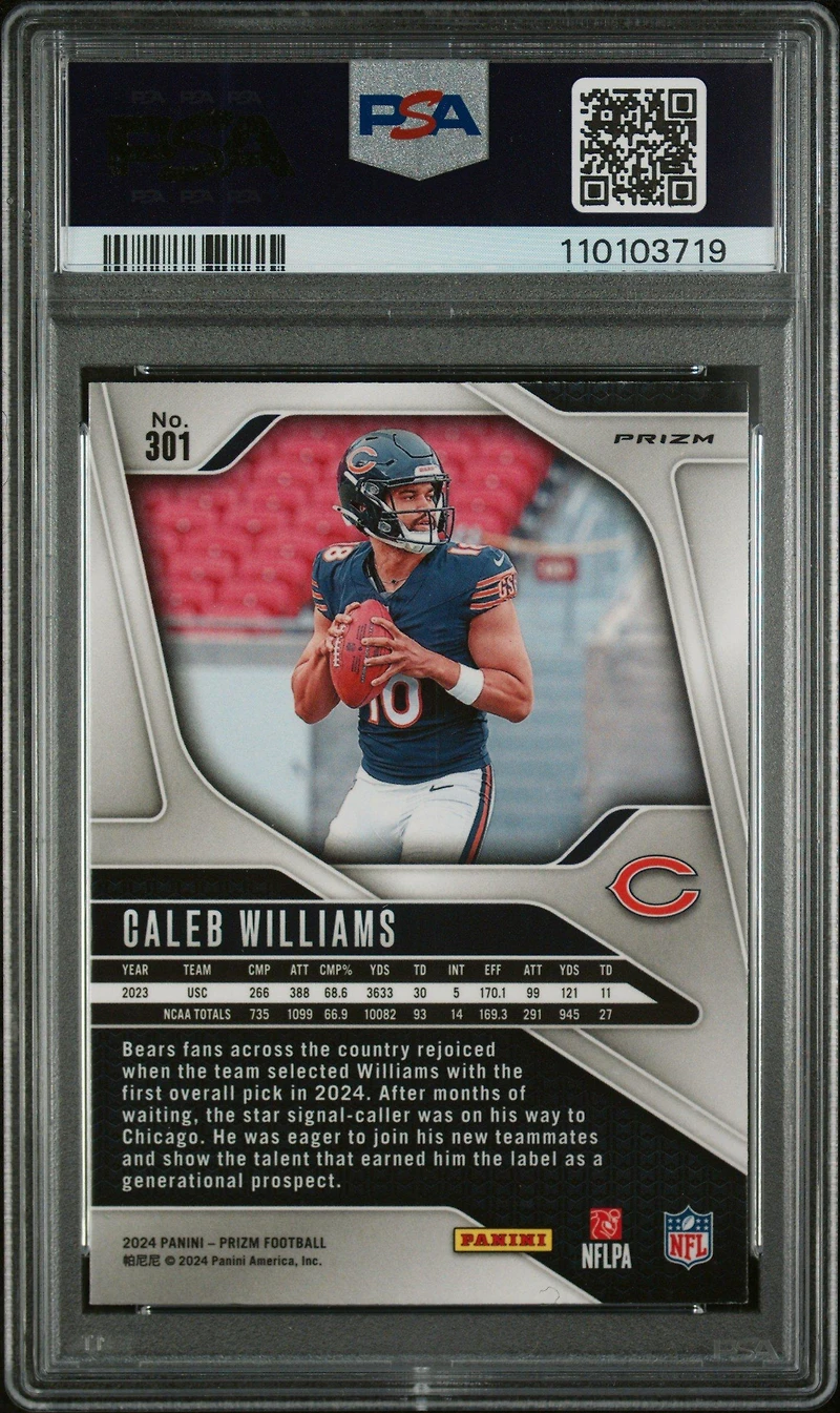 2024 Panini Prizm 301 Caleb Williams Neon Green Pulsar PSA