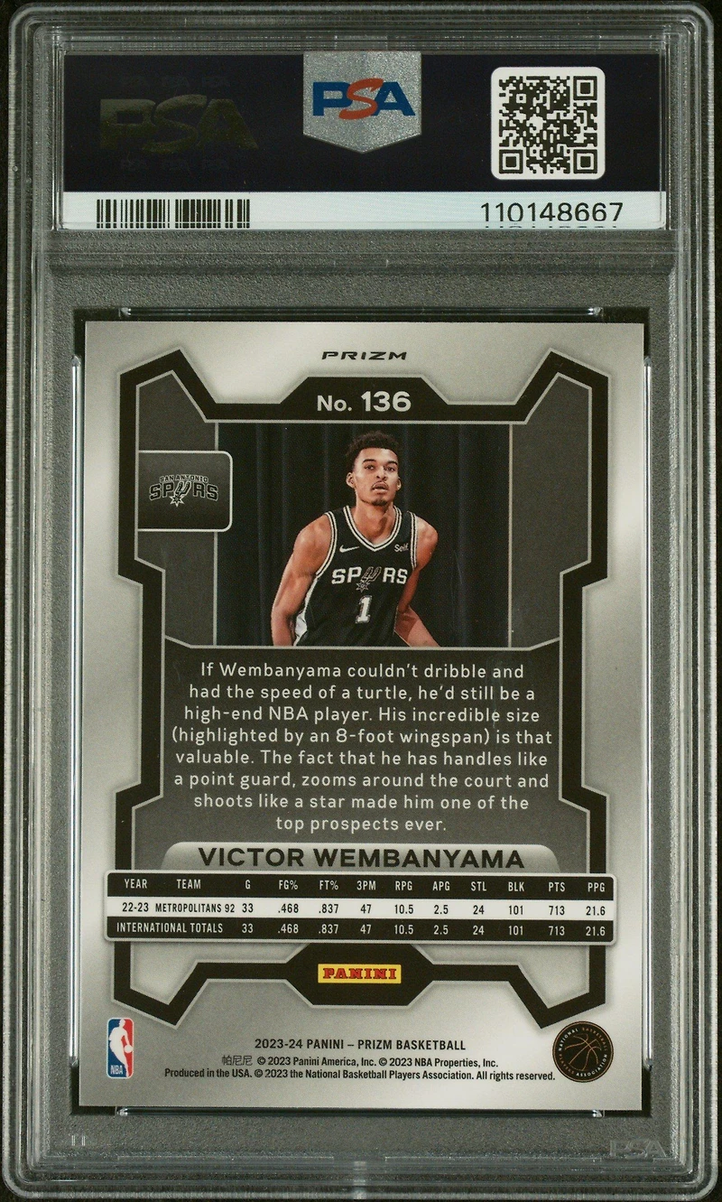 2023 Panini Prizm 136 Victor Wembanyama Green Prizm PSA