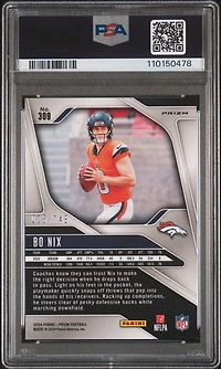 2024 Panini Prizm 309 Bo Nix Red Wave PSA 9