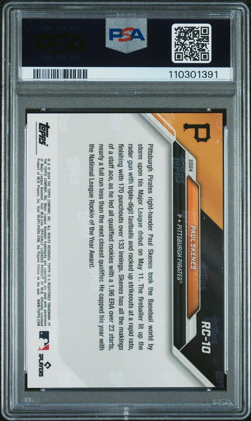 2024 Topps Now Mlb Rookie Cup Team Set Rc10 Paul Skenes PSA 10