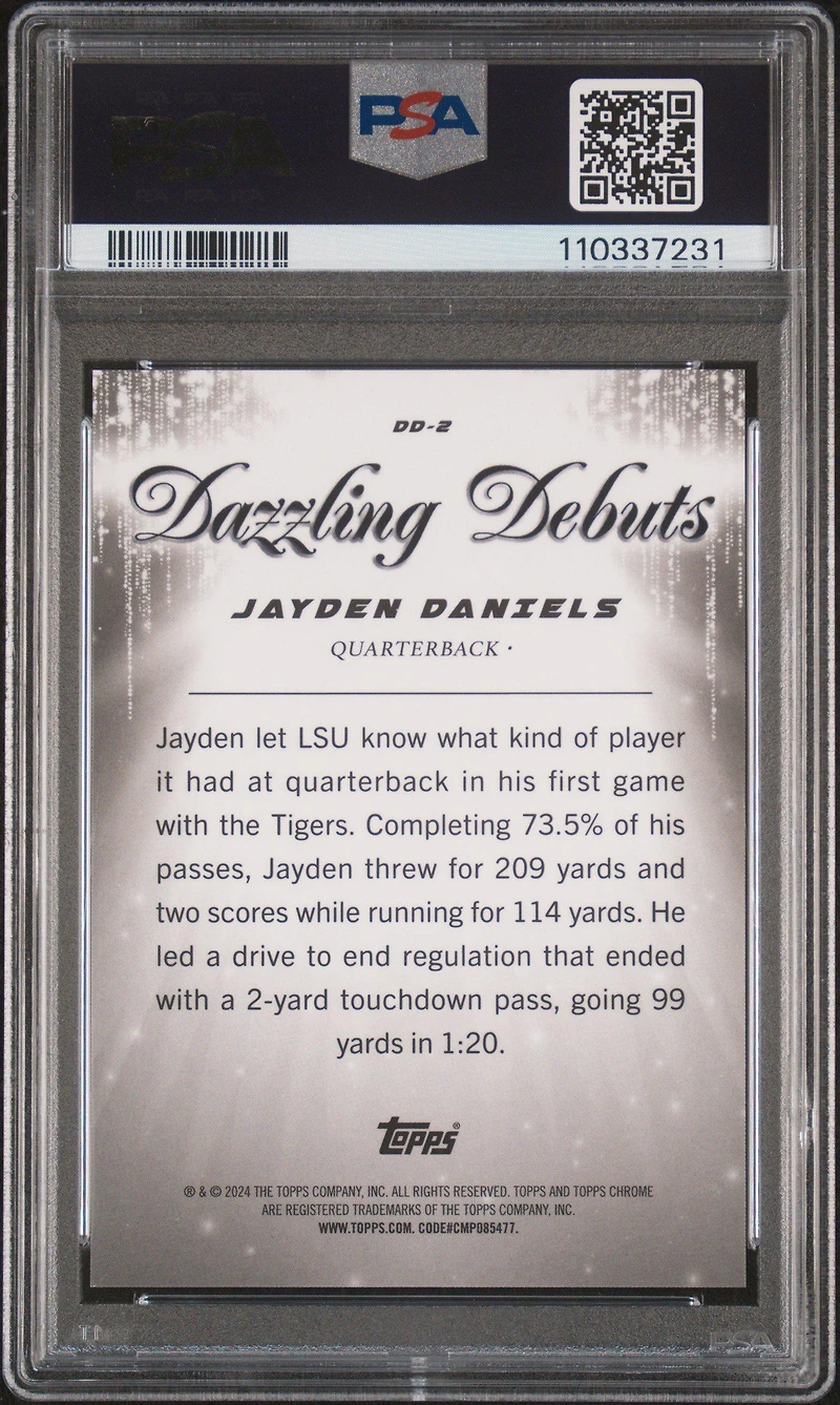 2024 Topps Chrome Dazzling Debuts Dd2 Jayden Daniels PSA 10