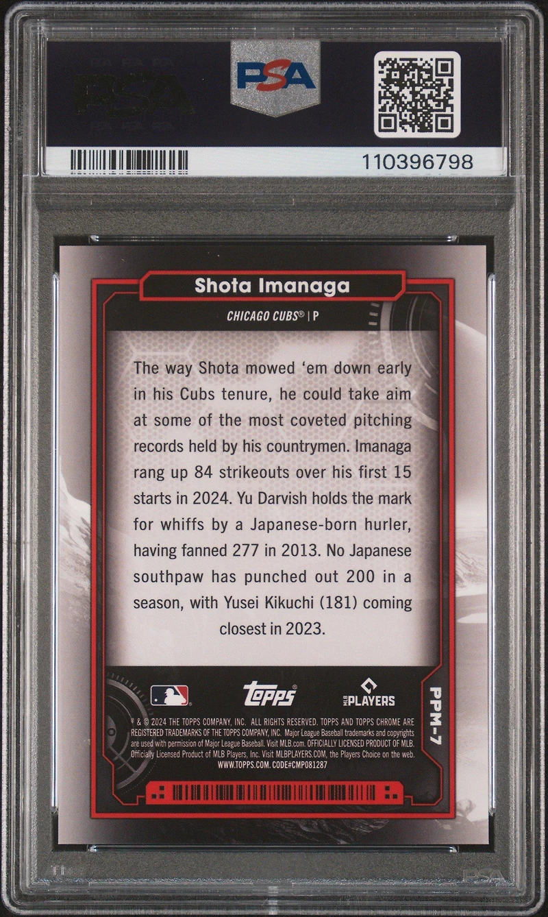 2024 Topps Chrome Cosmic Planetary Pursuit 7 Shota Imanaga Mercury PSA 10