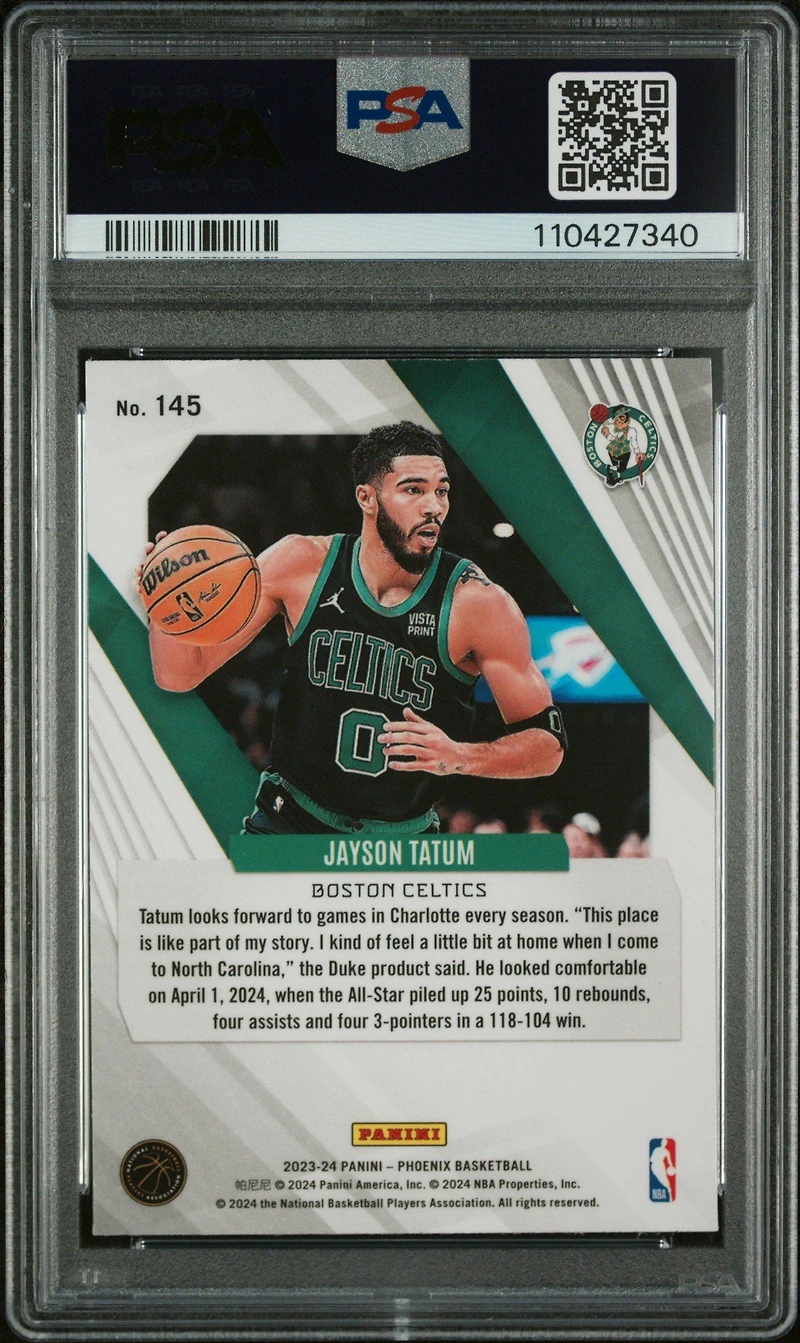 2023 Panini Phoenix 145 Jayson Tatum Blue Ice PSA 10