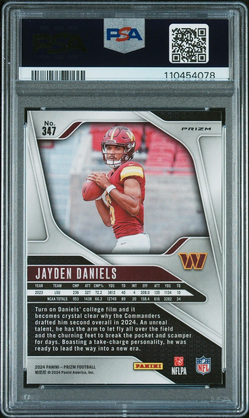 2024 Panini Prizm 347 Jayden Daniels Red/white/blue Prizm PSA