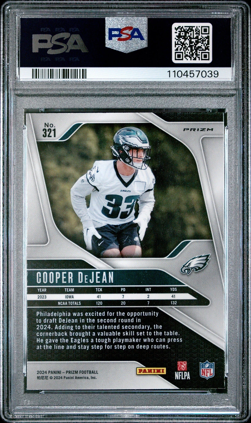 2024 Panini Prizm 321 Cooper Dejean Disco Prizm PSA 10