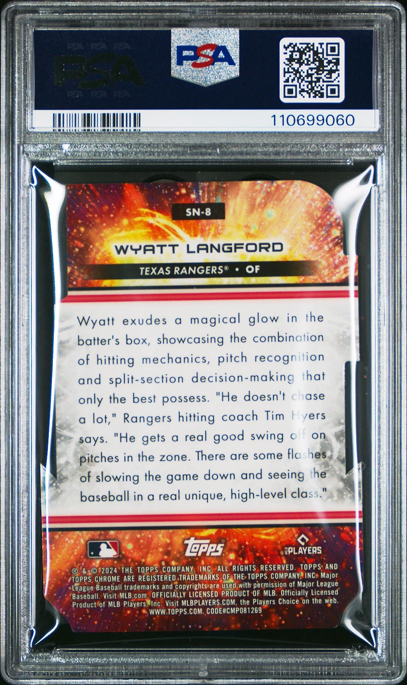 2024 Topps Chrome Cosmic Stella Nova 8 Wyatt Langford PSA 9