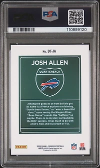 2022 Panini Donruss Downtown Dtja Josh Allen PSA 9