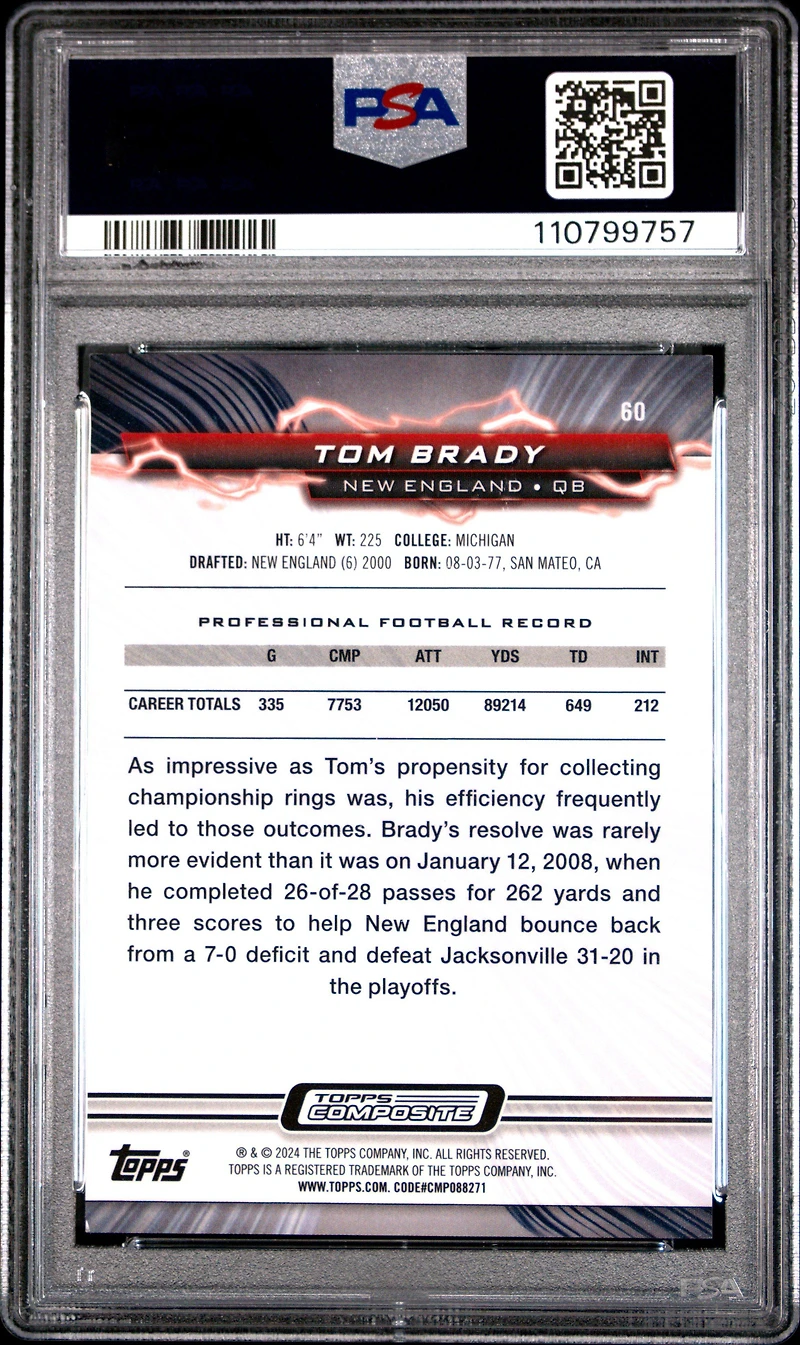 2023 Topps Composite 60 Tom Brady Gold Power Surge PSA 9