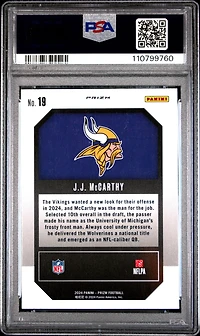 2024 Panini Prizm Emergent 19 Jj Mccarthy No Huddle PSA 10
