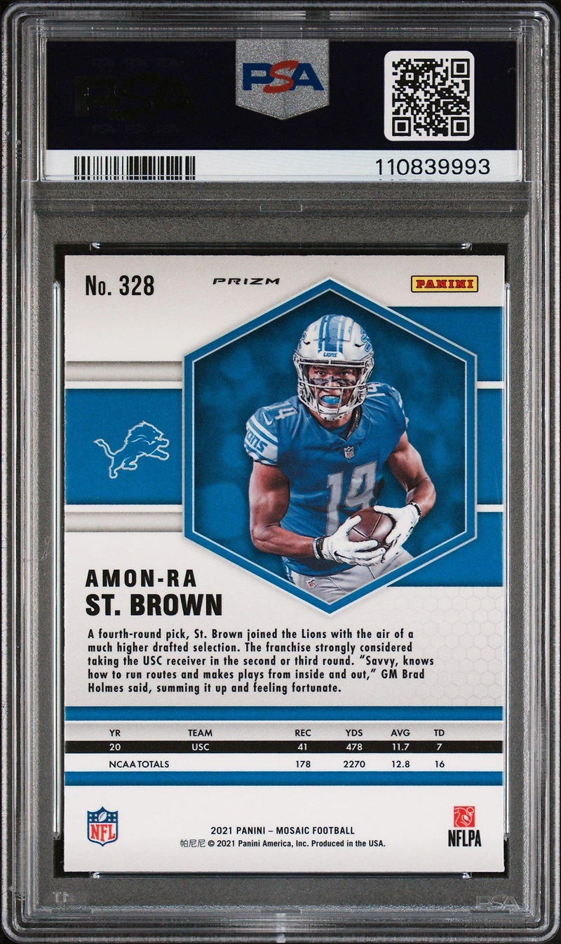 2021 Panini Mosaic 328 Amon-ra St. Brown Mosaic PSA