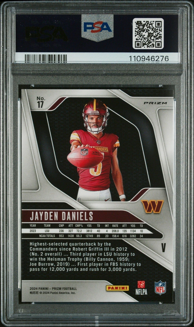 2024 Panini Prizm Rookie Variation 17 Jayden Daniels PSA 9