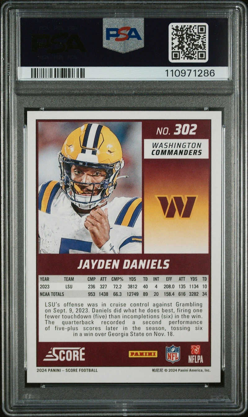 2024 Panini Score 302 Jayden Daniels PSA