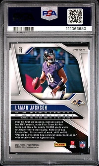 2024 Panini Prizm 19 Lamar Jackson Green Prizm PSA 10