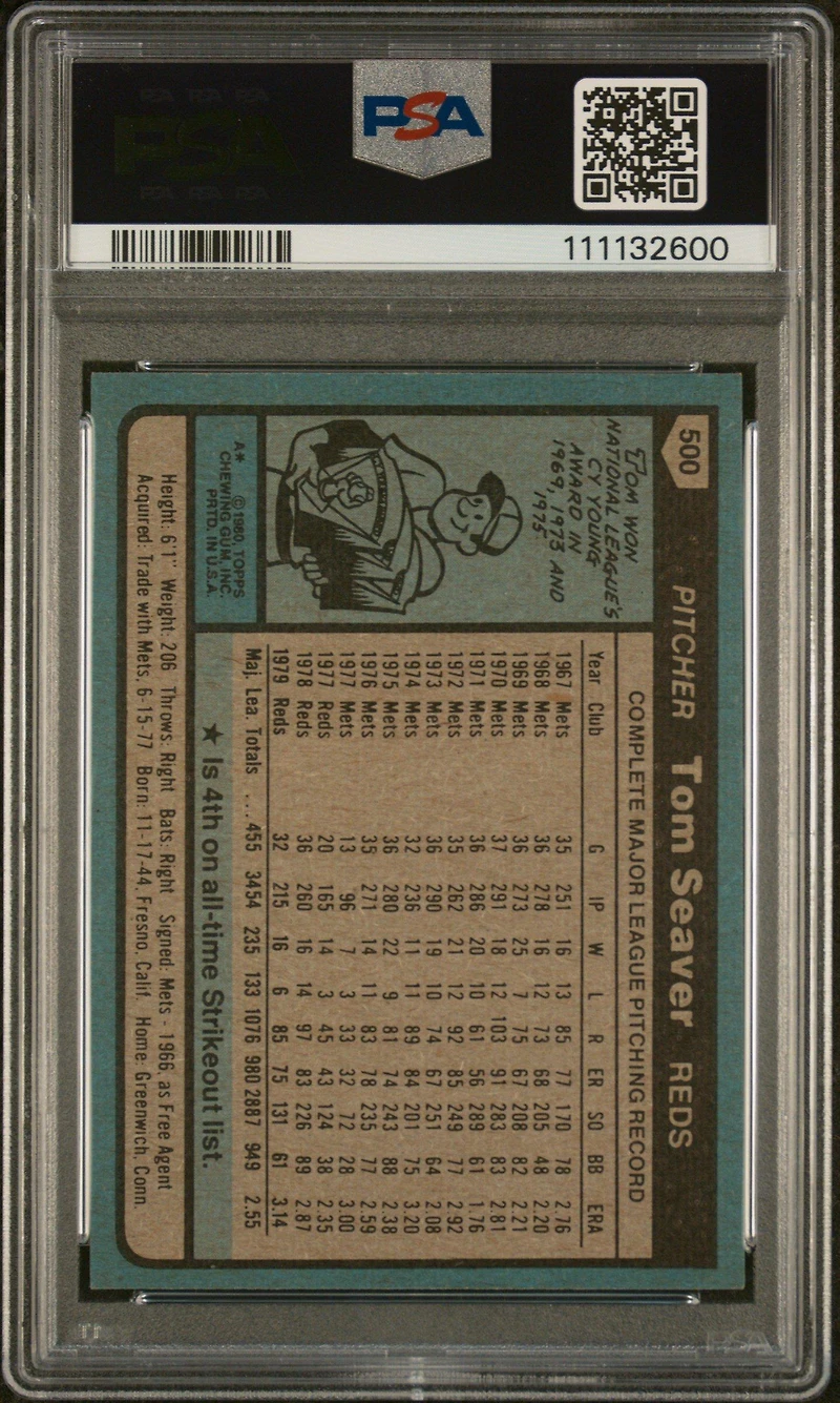 1980 Topps 500 Tom Seaver PSA 9