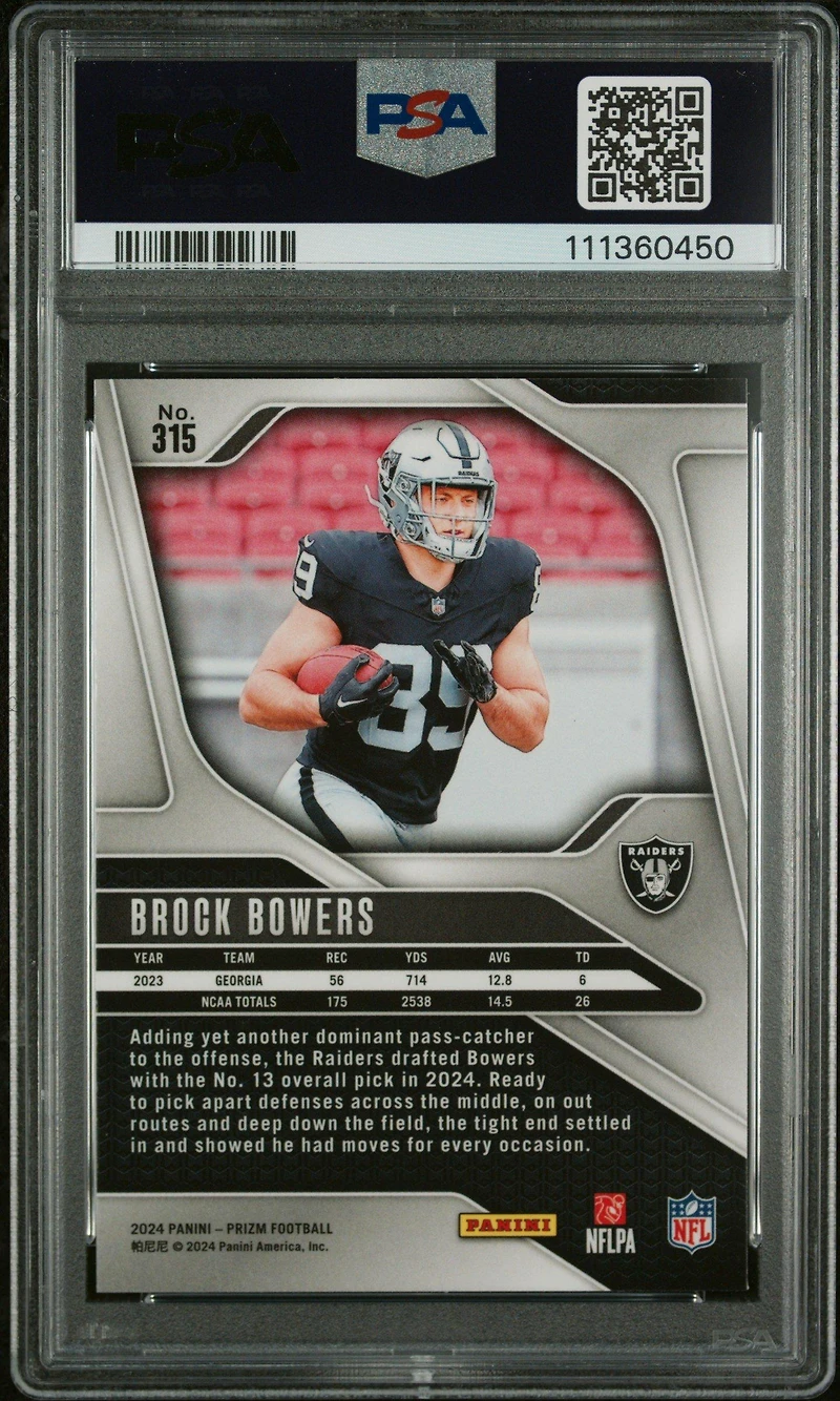 2024 Panini Prizm 315 Brock Bowers PSA