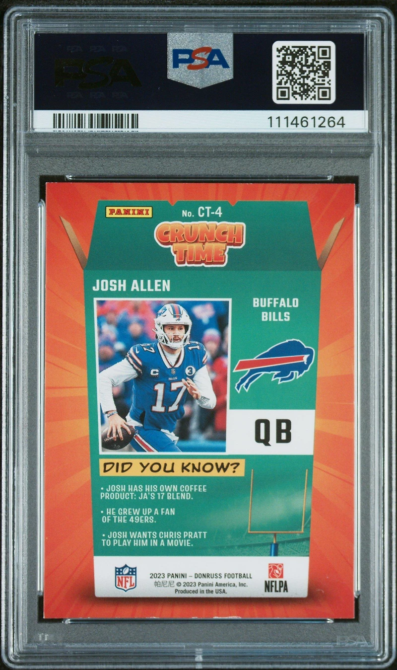 2023 Panini Donruss Crunch Time Ct4 Josh Allen PSA