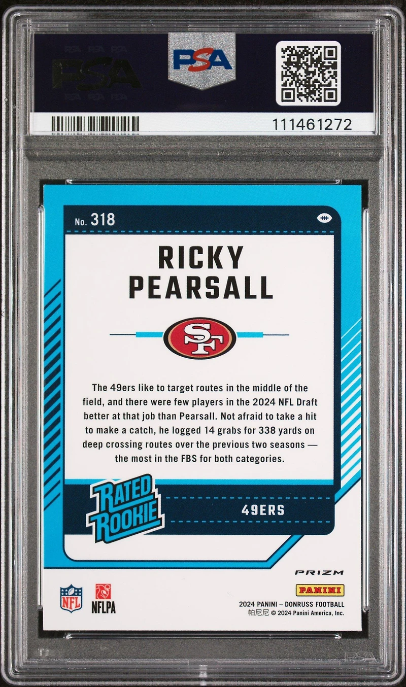 2024 Panini Donruss 318 Ricky Pearsall Optic Preview-pink PSA 10