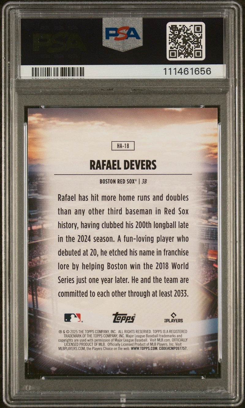 2025 Topps Home Field Advantage Ha18 Rafael Devers PSA 9