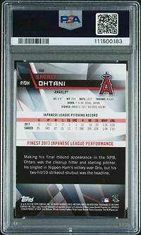 2018 Finest 100 Shohei Ohtani Refractor PSA 8