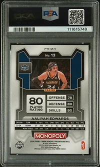 2024 Panini Prizm Monopoly Wnba 13 Aaliyah Edwards Go PSA 10