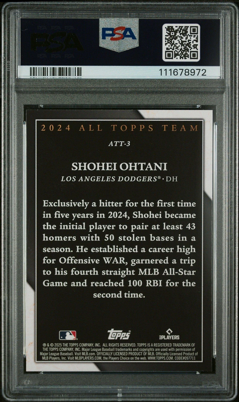 2025 Topps 2024 All-topps Team Att3 Shohei Ohtani PSA 10