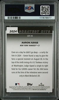 2025 Topps 2024 Greatest Hits Gh16 Aaron Judge PSA 10
