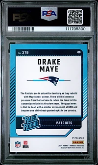 2024 Panini Donruss 379 Drake Maye Optic Preview-pink PSA
