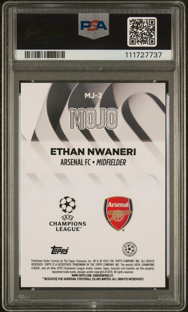 2024-25 Topps Uefa Club Competitions Mojo Chrome Mj2 Ethan Nwaneri PSA 10