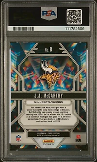 2024 Panini Prizm Prizmatic 8 Jj Mccarthy Green Prizm PSA 10