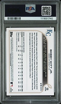 2022 Topps Uk Edition 50 Bobby Witt Jr. PSA 10