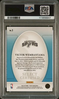 2023 Panini Select Select Certified 3 Victor Wembanyama PSA 10