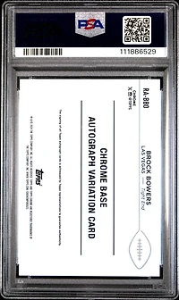 2024 Topps Chrome Rookie Autographs Variations Rabbo Brock Bowers Aqua Refractor PSA 10
