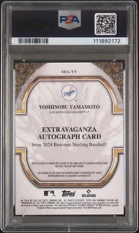 2024 Bowman Sterling Sterling Extravaganza Autographs Seayy Yoshinobu Yamamoto PSA 10