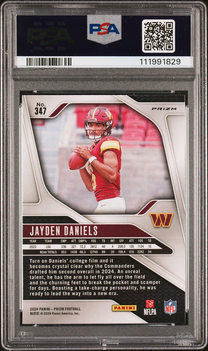 2024 Panini Prizm 347 Jayden Daniels Disco Prizm PSA 10