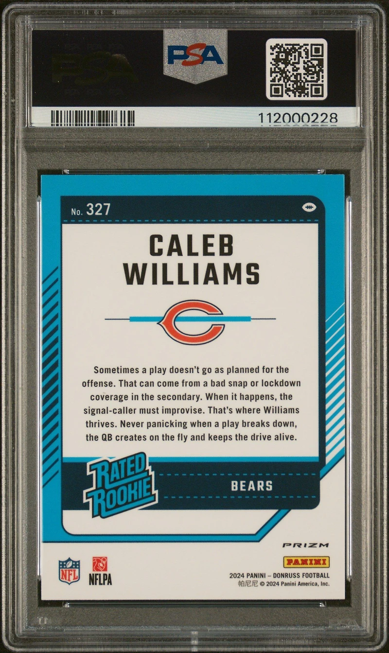 2024 Panini Donruss 327 Caleb Williams Optic Preview PSA