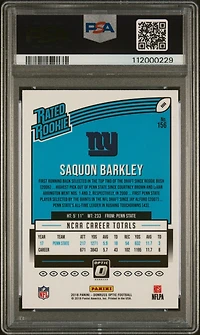2018 Panini Donruss Optic 156 Saquon Barkley PSA 10