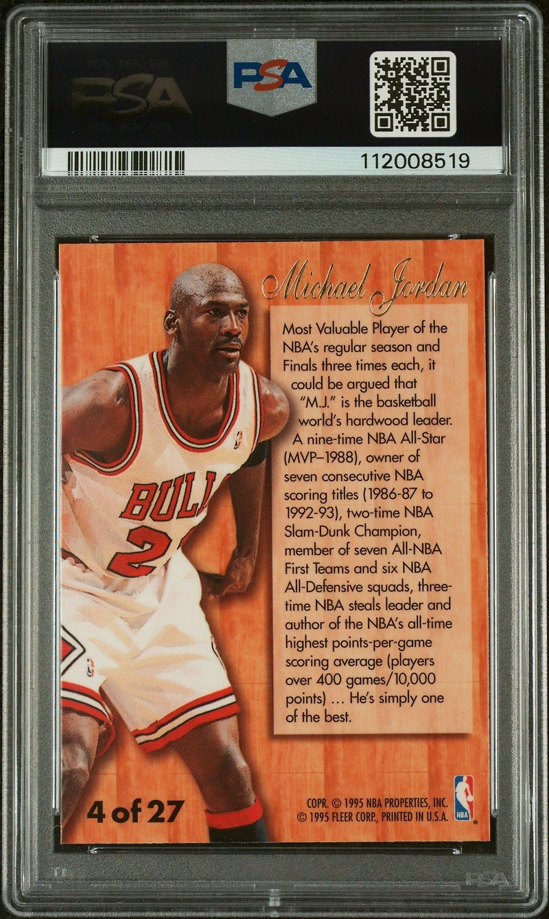1995 Fleer Flair Hardwood Leaders 4 Michael Jordan PSA