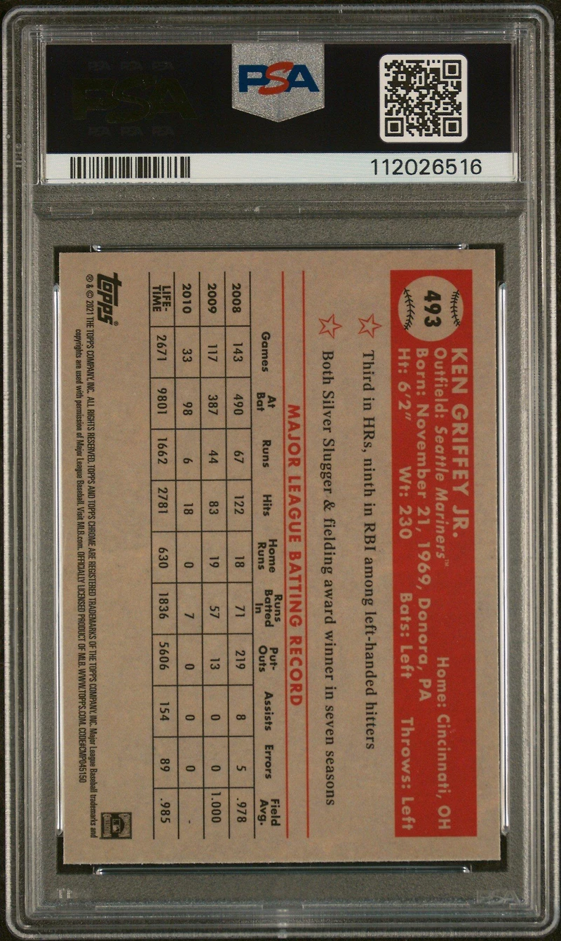 2021 Topps Chrome Platinum Anniversary 493 Ken Griffey Jr. PSA 9