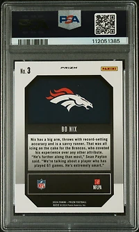 2024 Panini Prizm Emergent 3 Bo Nix No Huddle PSA 9