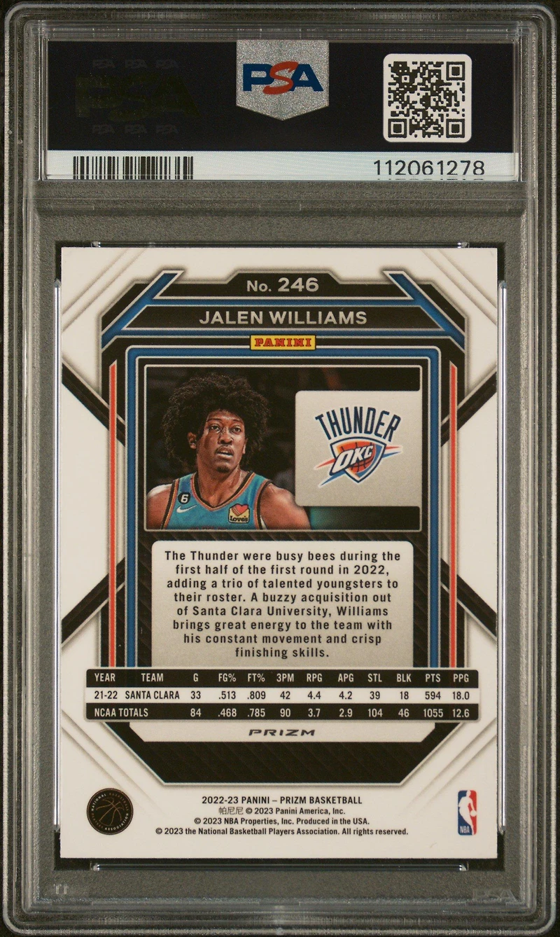 2022 Panini Prizm 246 Jalen Williams Ice PSA