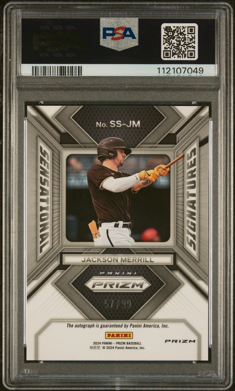 2024 Panini Prizm Sensational Signatures Ssjm Jackson Merrill Prizm PSA 10